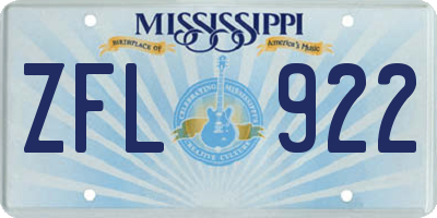 MS license plate ZFL922
