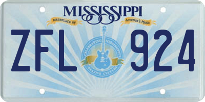 MS license plate ZFL924