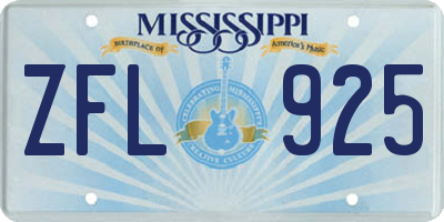 MS license plate ZFL925