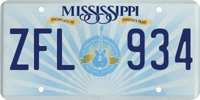 MS license plate ZFL934