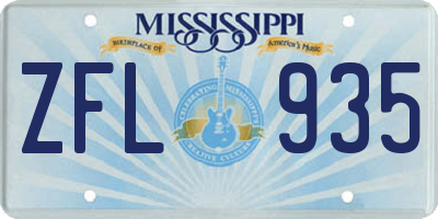 MS license plate ZFL935