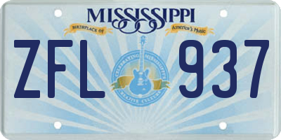 MS license plate ZFL937