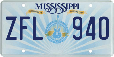 MS license plate ZFL940