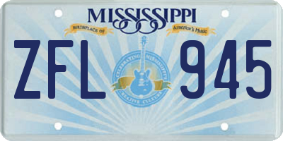 MS license plate ZFL945