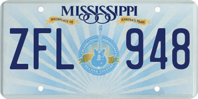 MS license plate ZFL948