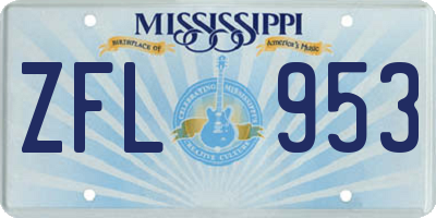 MS license plate ZFL953