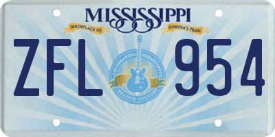 MS license plate ZFL954