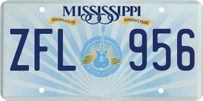 MS license plate ZFL956