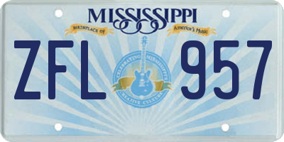 MS license plate ZFL957