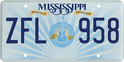 MS license plate ZFL958