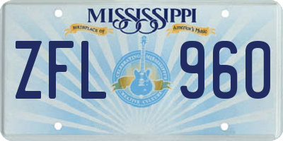 MS license plate ZFL960