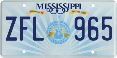 MS license plate ZFL965