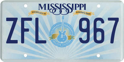 MS license plate ZFL967