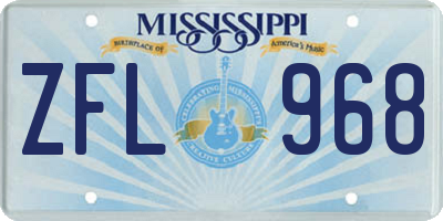 MS license plate ZFL968