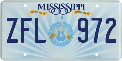 MS license plate ZFL972