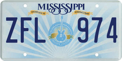 MS license plate ZFL974