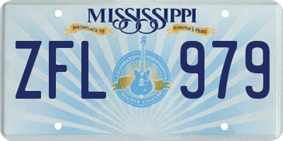 MS license plate ZFL979