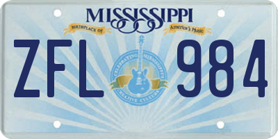 MS license plate ZFL984