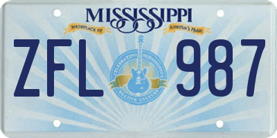 MS license plate ZFL987