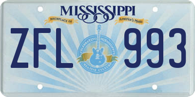 MS license plate ZFL993
