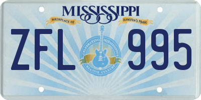 MS license plate ZFL995