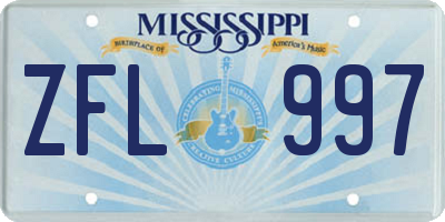 MS license plate ZFL997