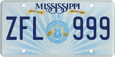 MS license plate ZFL999