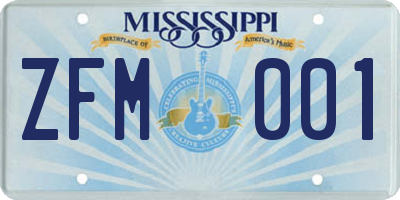 MS license plate ZFM001