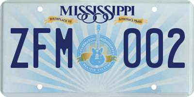 MS license plate ZFM002