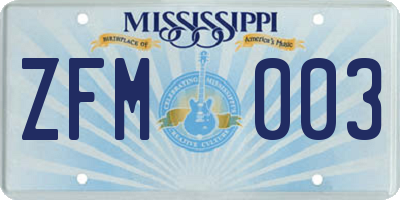 MS license plate ZFM003