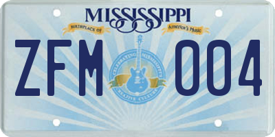 MS license plate ZFM004