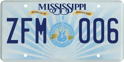 MS license plate ZFM006
