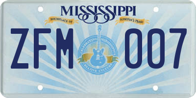 MS license plate ZFM007