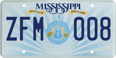 MS license plate ZFM008