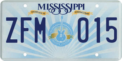MS license plate ZFM015