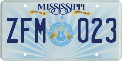 MS license plate ZFM023