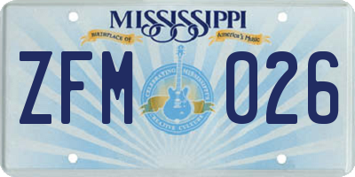 MS license plate ZFM026