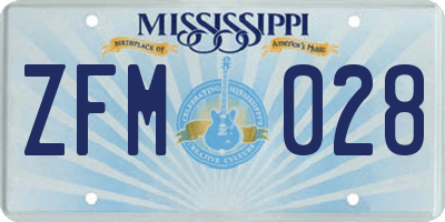 MS license plate ZFM028