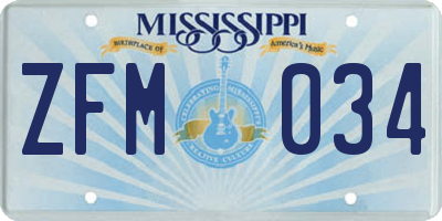 MS license plate ZFM034