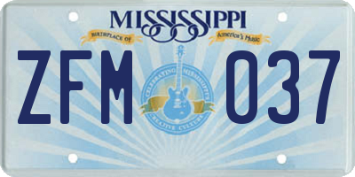 MS license plate ZFM037