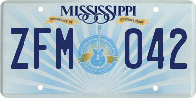 MS license plate ZFM042