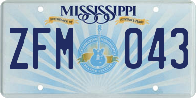 MS license plate ZFM043