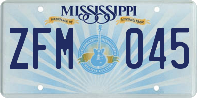 MS license plate ZFM045