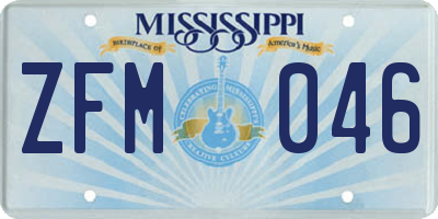 MS license plate ZFM046