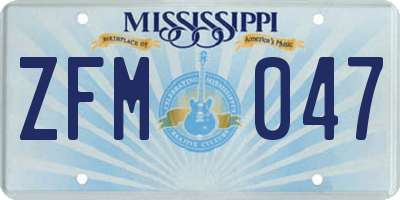 MS license plate ZFM047