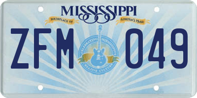 MS license plate ZFM049