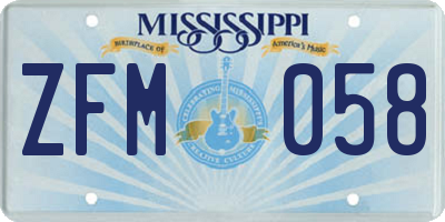 MS license plate ZFM058