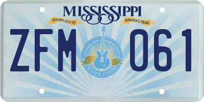 MS license plate ZFM061