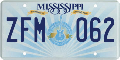 MS license plate ZFM062