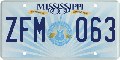 MS license plate ZFM063